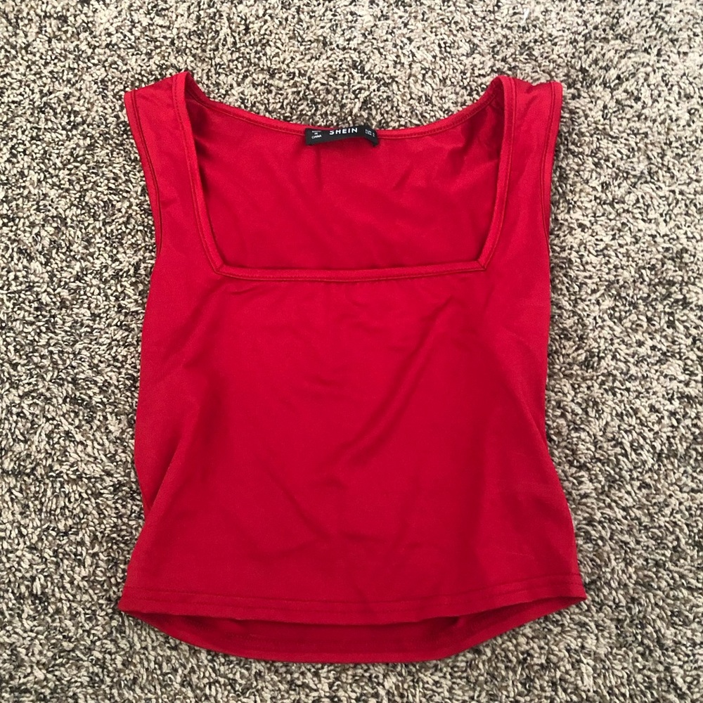 SHEIN cropped red square neck tank